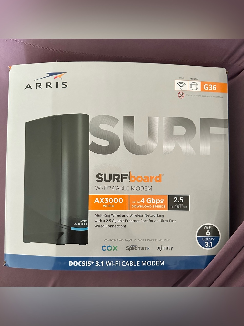 ARRIS Surfboard G36 DOCSIS 3.1 Multi-Gigabit Cable Modem & AX3000 Wi-Fi Router